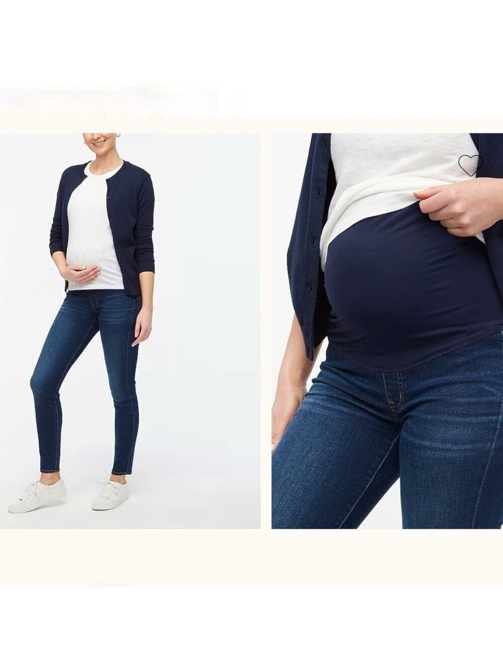J. Crew Maternity Jeans Dark Wash Indigo Blue Belly Panel Pregnancy Size 26